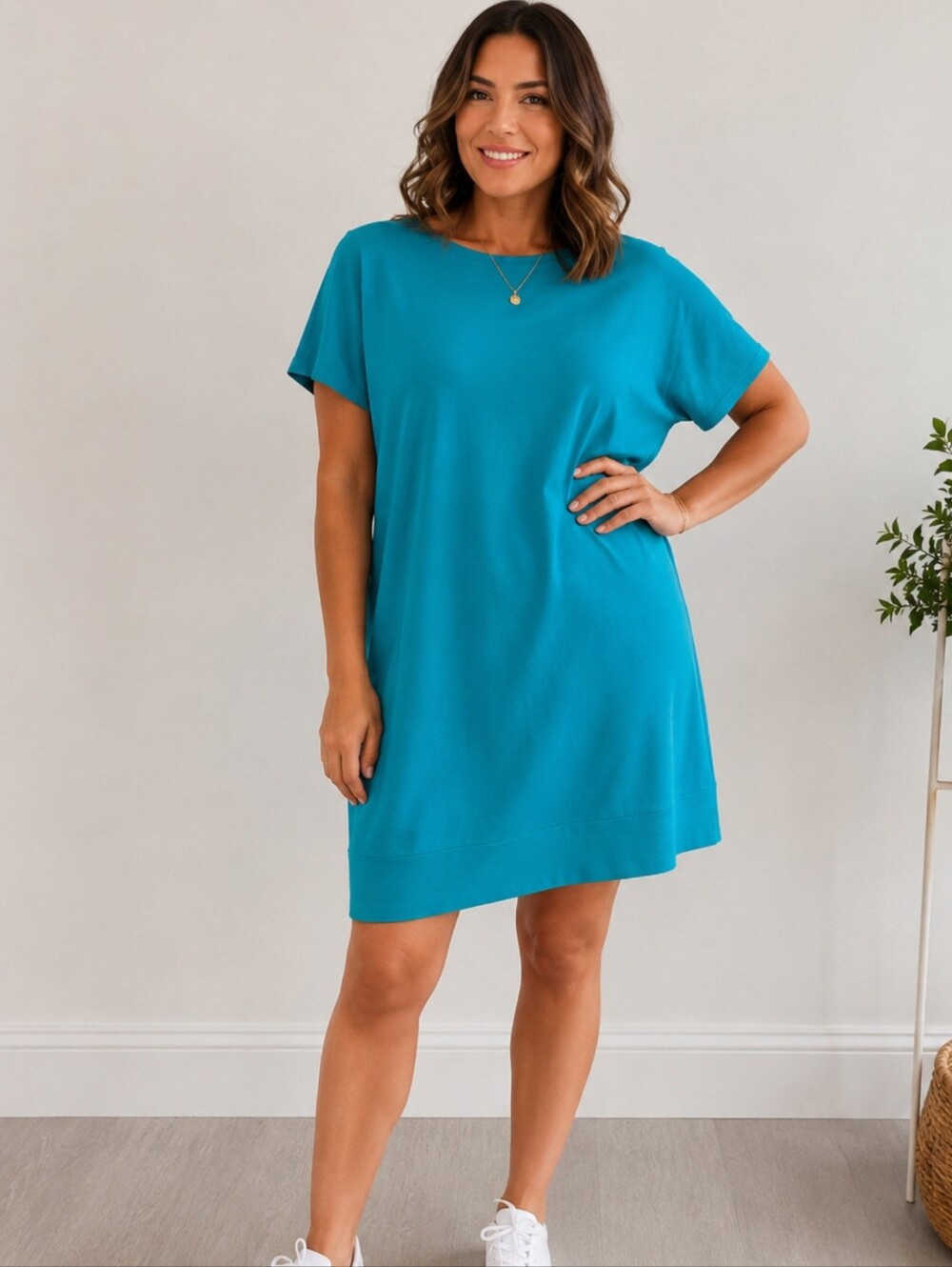 Women's Teal Short Sleeve Shift Top